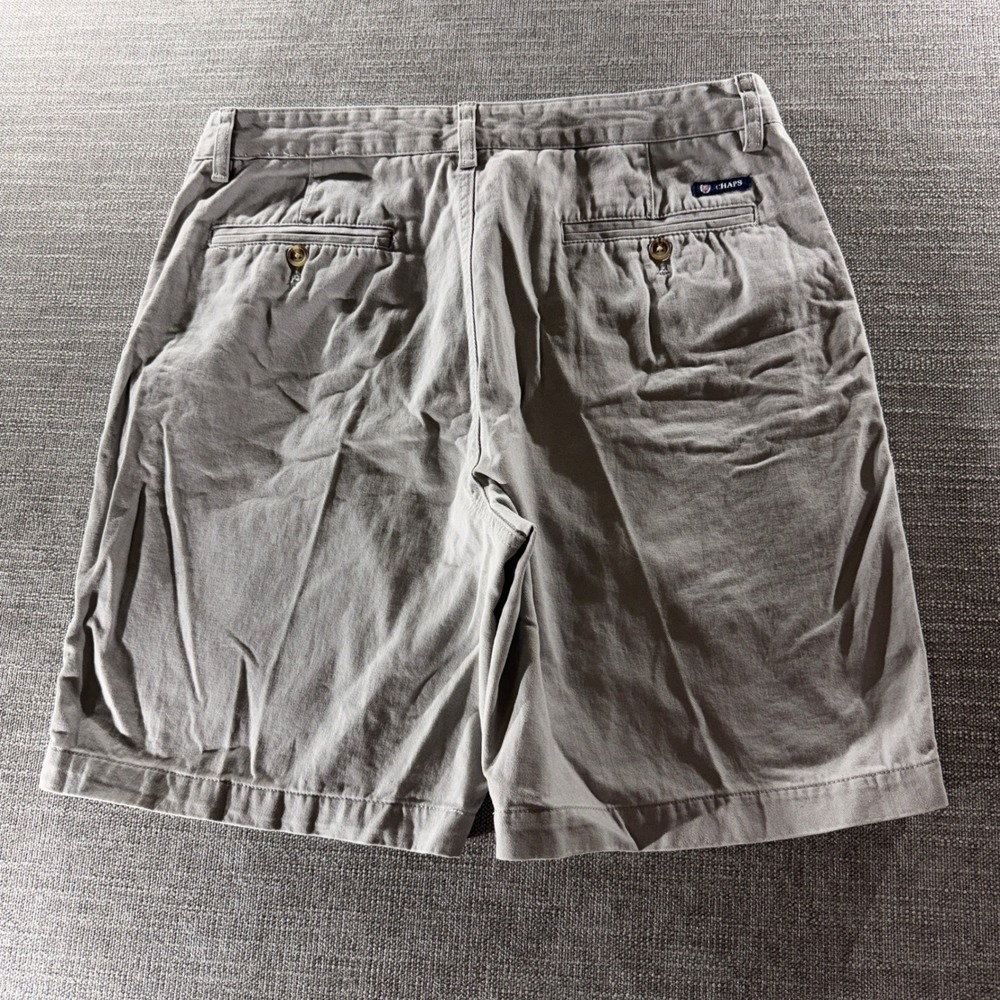 Chaps Chino Shorts Mens 34 Khaki Good Flat Front Cotton Twill Casual Classic